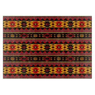 Southwest Design Red Black Gold Tribal Pattern Cutting Board