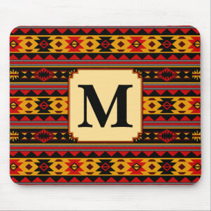Southwest Design Red Black Gold Tribal Pattern Mouse Pad