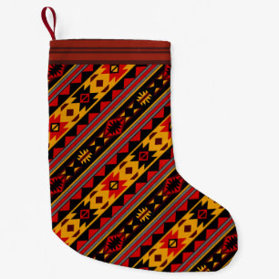 Southwest Design Red Black Gold Tribal Pattern Small Christmas Stocking