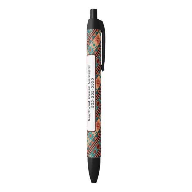 Southwest Design Turquoise Terracotta Monogram Black Ink Pen (Bottom (Vertical))
