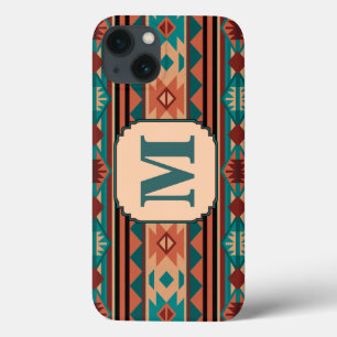 Southwest Design Turquoise Terracotta Monogram iPhone 13 Case