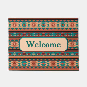 Southwest Design Turquoise Terracotta Monogram Doormat