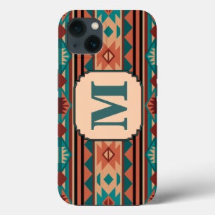 Southwest Design Turquoise Terracotta Monogram iPhone 13 Case