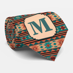 Southwest Design Turquoise Terracotta Monogram Tie