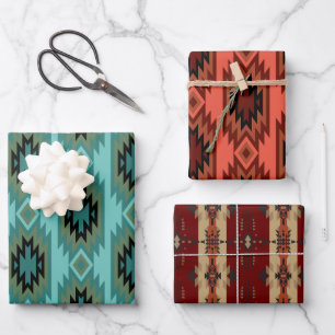 Southwest Dreams: A Geometric Pattern Graphic Wrapping Paper Sheet