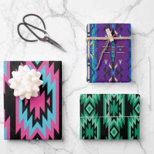 Southwest Dreams: A Geometric Pattern Graphic Wrapping Paper Sheet