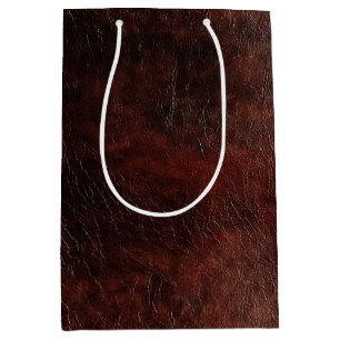 Southwest Faux Brown Leather Cowhide  Medium Gift Bag