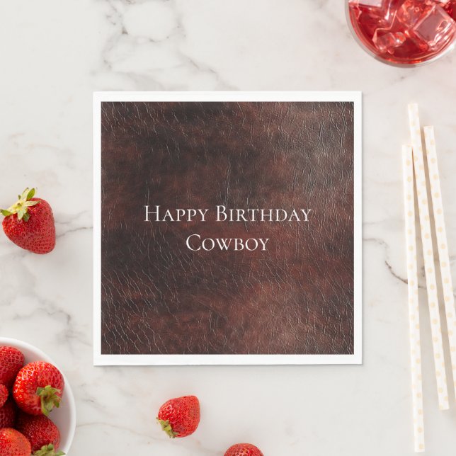 Southwest Faux Brown Leather Cowhide   Napkin (Insitu)