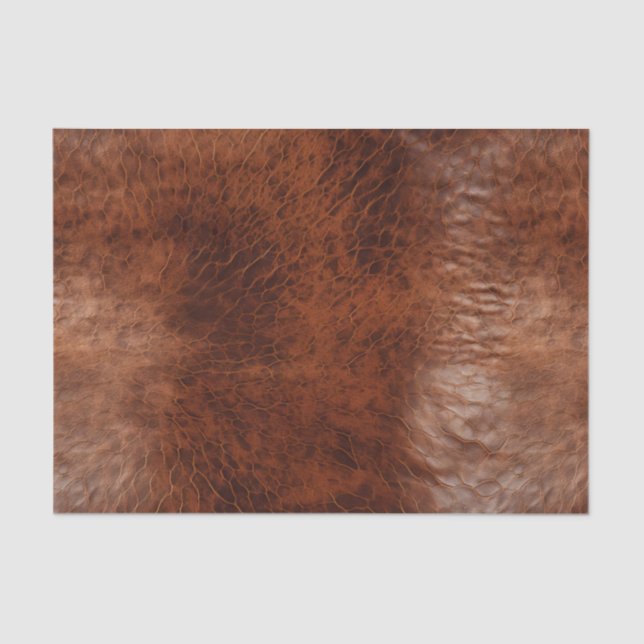 Southwest Faux Brown Leather Cowhide  Tissue Paper (Front)