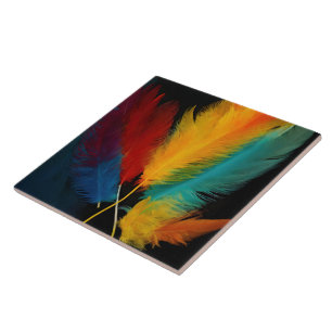 Southwest Feather Abstract Ceramic Tile