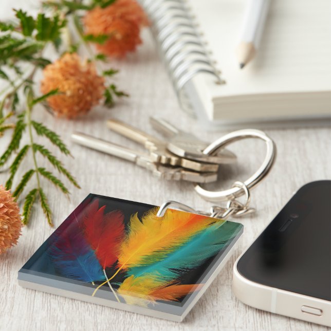 Southwest Feather Abstract Key Ring (Front Right)