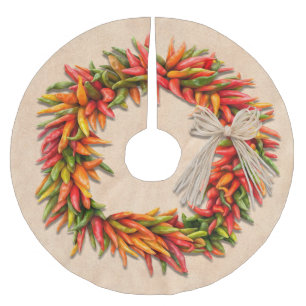 Southwest Festive Colorful Chile Ristra Wreath Brushed Polyester Tree Skirt