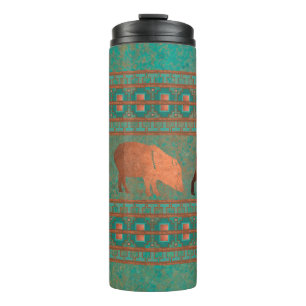 Southwest Fun Javelina Family Copper Teal Thermal Tumbler