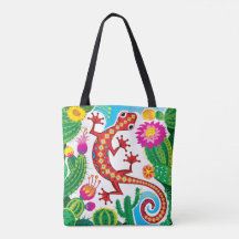 Southwest Gecko with Cactus Blossoms
