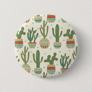 Southwest Geo Step Cactus Pattern 6 Cm Round Badge