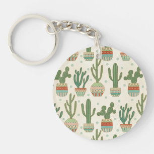 Southwest Geo Step   Cactus Pattern Key Ring