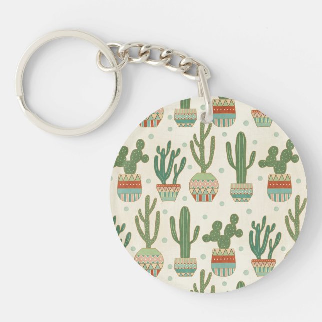 Southwest Geo Step | Cactus Pattern Key Ring (Front)