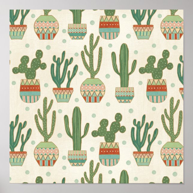 Southwest Geo Step | Cactus Pattern Poster (Front)