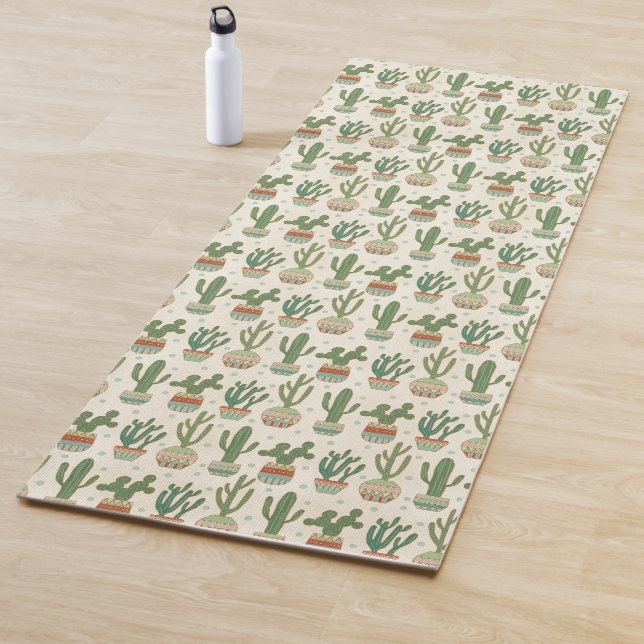 Southwest Geo Step | Cactus Pattern Yoga Mat (In Situ)
