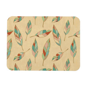 Southwest Geo Step Coral Feather Pattern Magnet