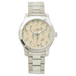 Southwest Geo Step   Coral Feather Pattern Watch