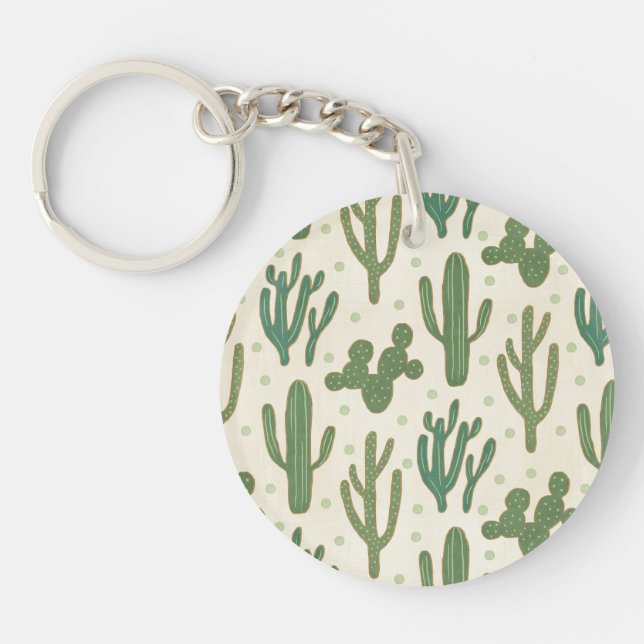 Southwest Geo Step | Desert Cactus Pattern Key Ring (Front)
