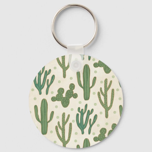 Southwest Geo Step | Desert Cactus Pattern Key Ring (Front)