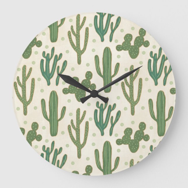 Southwest Geo Step | Desert Cactus Pattern Large Clock (Front)