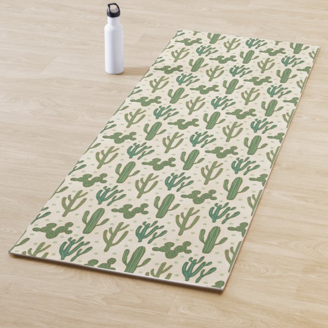 Southwest Geo Step | Desert Cactus Pattern Yoga Mat (In Situ)