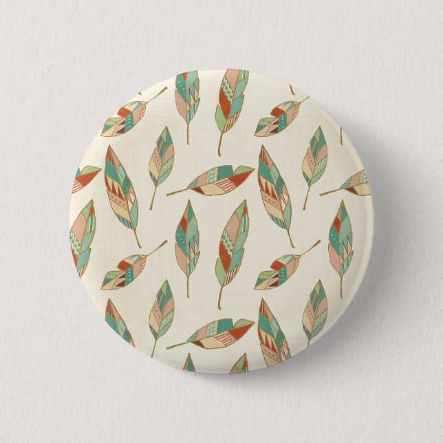Southwest Geo Step | Geometric Feather Pattern 6 Cm Round Badge (Front)