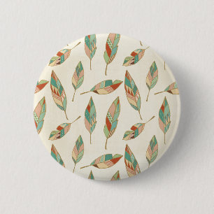 Southwest Geo Step   Geometric Feather Pattern 6 Cm Round Badge