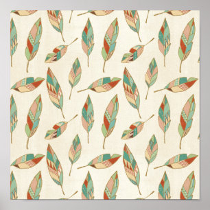 Southwest Geo Step   Geometric Feather Pattern Poster