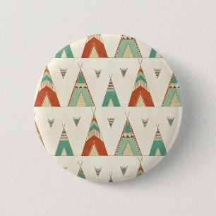 Southwest Geo Step   Geometric Teepee Pattern 6 Cm Round Badge