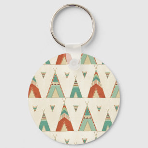 Southwest Geo Step   Geometric Teepee Pattern Key Ring