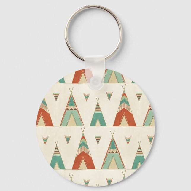 Southwest Geo Step | Geometric Teepee Pattern Key Ring (Front)