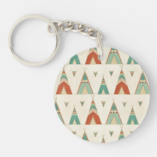 Southwest Geo Step | Geometric Teepee Pattern Key Ring (Front)