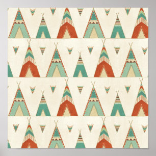Southwest Geo Step   Geometric Teepee Pattern Poster