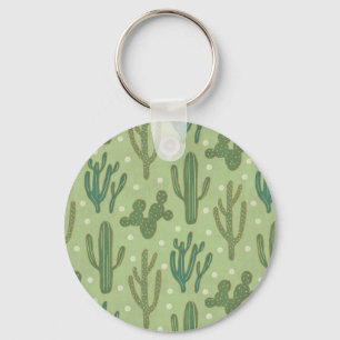 Southwest Geo Step   Green Cactus Pattern Key Ring