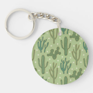 Southwest Geo Step   Green Cactus Pattern Key Ring