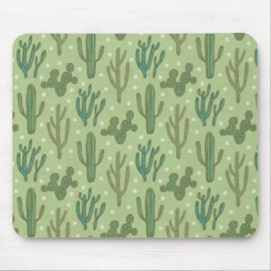 Southwest Geo Step   Green Cactus Pattern Mouse Pad