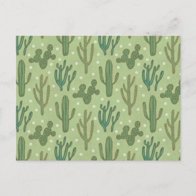 Southwest Geo Step | Green Cactus Pattern Postcard (Front)