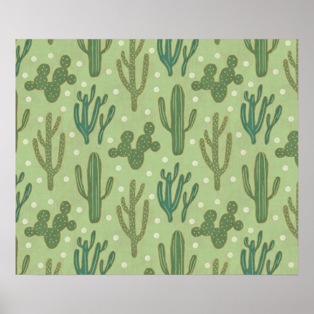 Southwest Geo Step | Green Cactus Pattern Poster (Front)