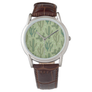 Southwest Geo Step   Green Cactus Pattern Watch