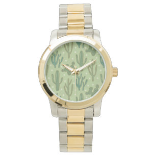Southwest Geo Step Green Cactus Pattern Watch