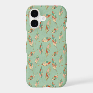 Southwest Geo Step Green Feather Pattern