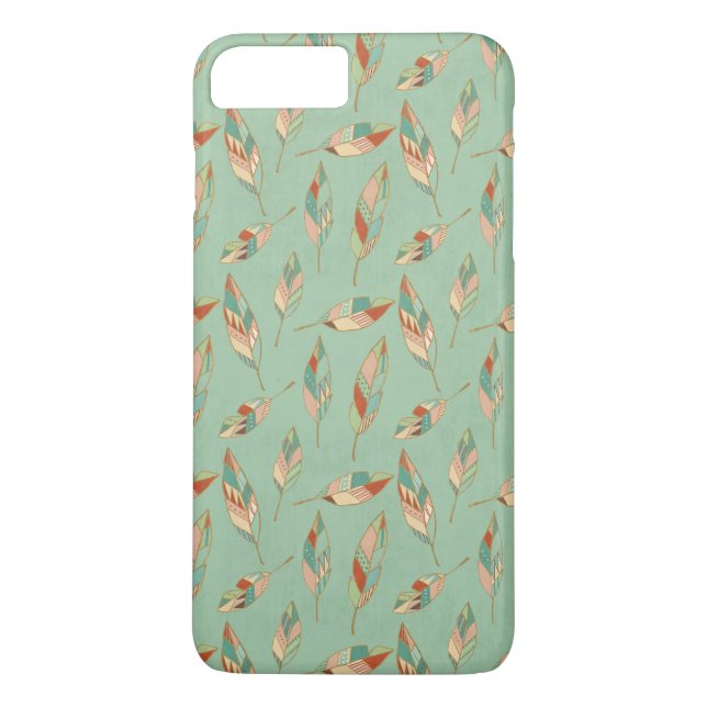 Southwest Geo Step | Green Feather Pattern Case-Mate iPhone Case (Back)