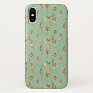 Southwest Geo Step   Green Feather Pattern iPhone X Case