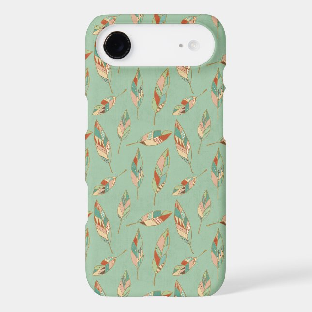 Southwest Geo Step | Green Feather Pattern Case-Mate iPhone Case (Back)