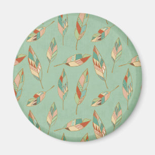 Southwest Geo Step Green Feather Pattern Magnet