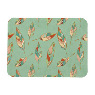 Southwest Geo Step Green Feather Pattern Magnet